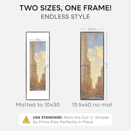 Homeforia 13.5x40 Black Picture Frame, High-End Metal, 10x30 Mat, Glass - Image 2