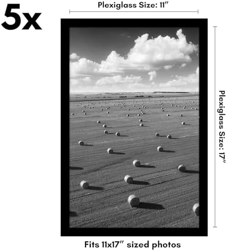 Americanflat 11x17 Picture Frame 5-Pack - Slim Molding - Black - Image 2