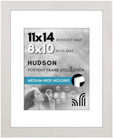 Americanflat 11x14 Picture Frame - Matted to 8x10 - Engineered Wood - White by Americanflat