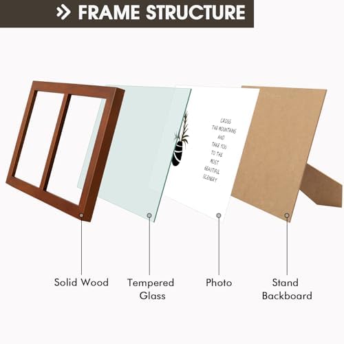 Golden State Art, 5x7 Double Picture Frame, Displays Two 5x7 Photos (Brown) - Image 2