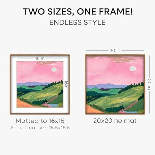 Homeforia 20x20 Mortise&Tenon Natural Oak Picture Frame, 16x16 Mat, Glass - Image 3