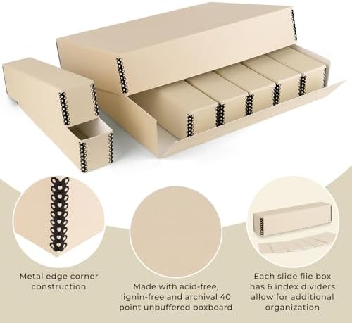 Golden State Art, Archival Slide Storage Box, Tan, 15.5"x11.5"x3" - Image 3