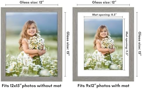 Americanflat 12x15 Picture Frame - Matted to 9x12 - Grey Wood - Image 2