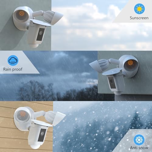 Sun Rain Shade Camera Cover Compatible with R-ing Floodlight Cam Wired Plus, for R-ing Floodlight Outdoor Weather-Resistant Rain Shield Accesorios (White) - Image 6