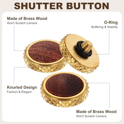 2Pcs Shutter Button (Light Brown/Red Brown) - Upscale Delicate, Camera Soft Release Button Brass Threaded Soft Release, for Fuji - Image 3