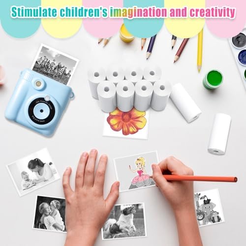 20 Rolls Instant Print Camera for Kids Refill Print Paper - Hikkon Thermal Print Paper Rolls Photo Print HD Printing for Most Kids Instant Camera(White) - Image 4