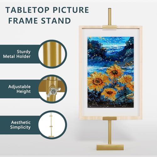 31.5"H Adjustable Tabletop Picture Frame Stand, Tabletop Easel Stand, Gold - Image 4