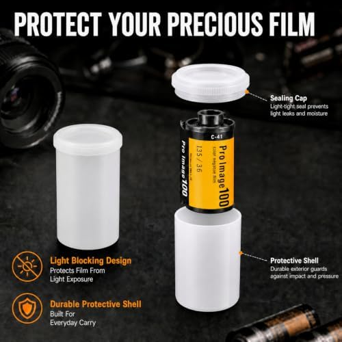 JOVITEC White 20 Pack Film Canisters with Caps, 35 mm Empty Camera Reel Storage Containers Case with Lids, Films Developing Processing Tube for Storing Films, Small Accessories - Image 4
