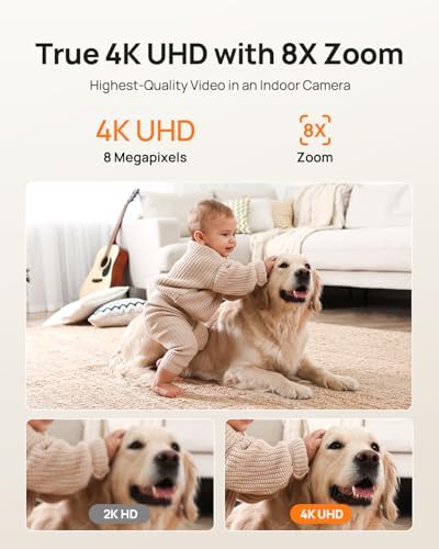 Anona Pano 4K UHD Indoor Camera, Pet/Dog/Baby Security Camera with Phone App, 360° Pan-Tilt, 2.4G/5G Dual-Band Wi-Fi 6, Auto-Tracking, Person/Pet/Baby Crying Detection, Privacy Mode, Two-Way Audio - Image 2