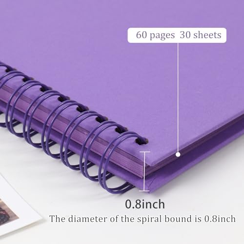 RECUTMS 12x12 Scrapbook 60 Pages Kraft Paper DIY Family Album Dark Purple - Image 4