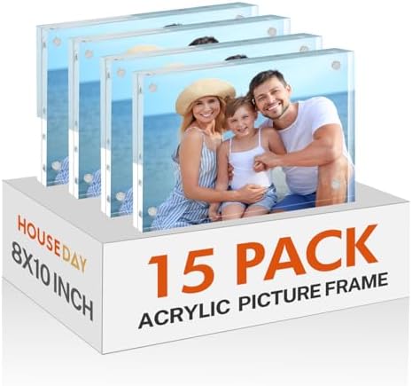 HOUSE DAY Acrylic Picture Frames 8x10, 15 Pack Magnetic 8x10 Picture Frame by HOUSEDAY