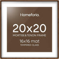 Homeforia 20x20 Mortise&Tenon Walnut Picture Frame, 16x16 Mat, Glass by Homeforia