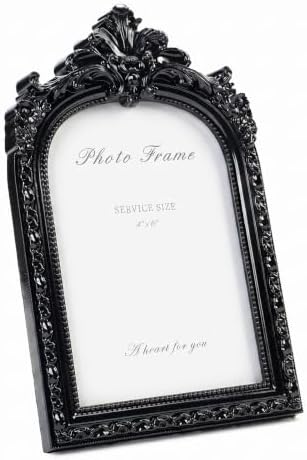 Cuspin 4x6 Black Picture Frame Vintage Ornate Arched Gothic Photo Frame by Cuspin