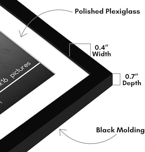 Americanflat 13x16 Picture Frame - Matted to 10x13 - Slim Molding - Black - Image 3