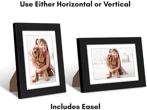 Americanflat 5x7 Picture Frame with Shatter-Resistant Glass - Set of 2 - Use as 4x6 Frame with Mat or Display 5x7 Photo Without Mat - Signature Collection - Picture Frames for Tabletop or Wall - Black - Image 4