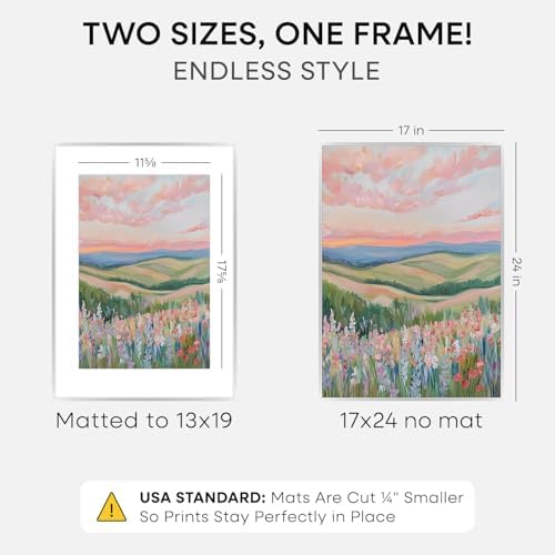 Homeforia 17x24 Silver Picture Frame, High-End Metal, 13x19 Mat, Glass - Image 2