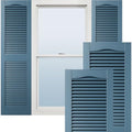 Ekena Millwork Lifetime Vinyl LL1S14X05500CB Standard Cathedral Top Center Mullion, Open Louver Vinyl Shutters, w/Installation Shutter-Lok's & Matching Screws (Per Pair), 14 1/2"W x 55"H, Classic Blue by EkenaMillwork