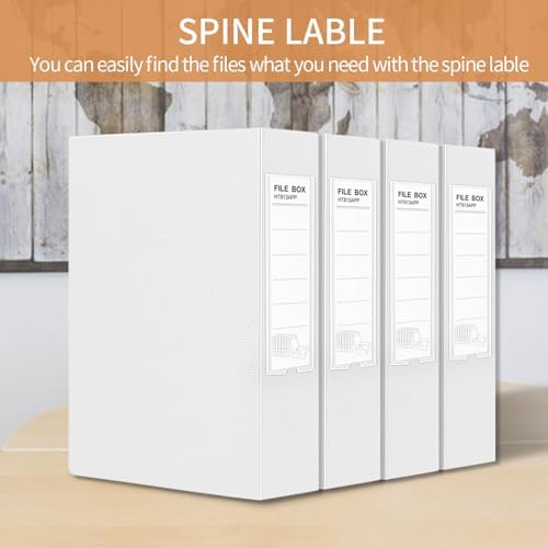 HUA JIE 2 Pack A4 Storage File Boxes Archives Case,65mm Spine-White - Image 7