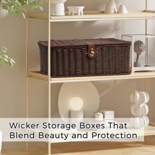 Decorative Photo Storage Box with 12 Plastic Cases for 4x6 Photos, Coffee - Image 7