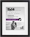 Americanflat 11x14 Picture Frame with Shatter-Resistant Glass - Use as 8x10 Frame with Mat or Display 11x14 Photo Without Mat - Signature Collection - Picture Frames for Wall Display - Black by Americanflat
