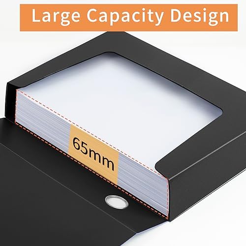 HUA JIE 2 Pack A4 Storage File Boxes Archives Case,65mm Spine-Black - Image 2