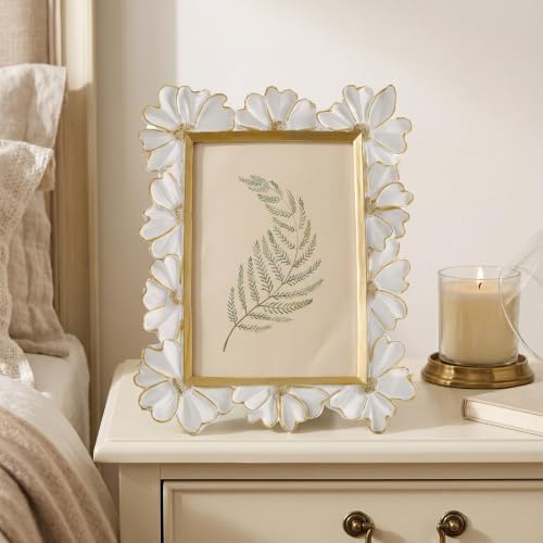 Cuspin 4x6 Picture Frame White Gold Floral Ornate Vintage Frame - Image 4