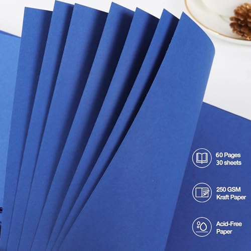 RECUTMS 10x10 Inch DIY Scrapbook Album 60 Pages Hardcover Kraft Paper Blue - Image 5