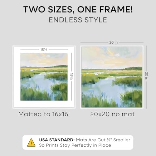 Homeforia 20x20 White Picture Frame, High-End Metal, 16x16 Mat, Glass - Image 3