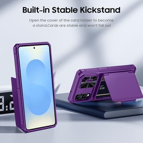 GooseBox for Samsung Galaxy S25 Edge Case Wallet with RFID [Cards Holder][Camera Cover][Edge Raised] Full Body Shockproof Silicone Protective Phone Case for Galaxy S25 Edge 2025 (Purple) - Image 6