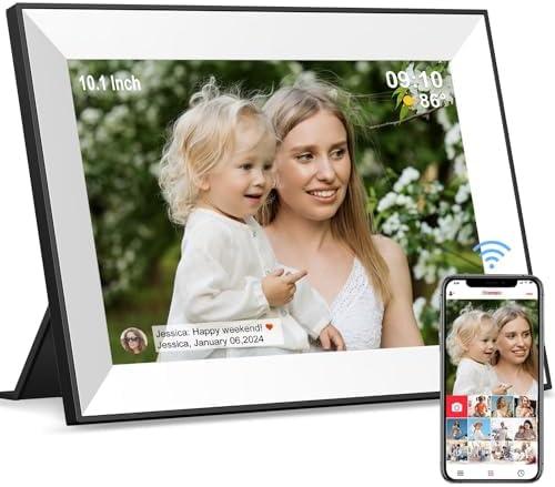 Frameo WiFi Digital Picture Frame 10.1 Inch, IPS HD Touch Screen Smart Electronic Photo Frame, Auto-Rotate Slideshow, Load Photos from Phone via App, Digital Picture Frames Gift for Family by TAPINSAW