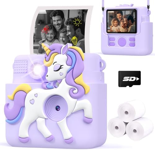 Kids Camera Instant Print,1080P Digital Camera Toy for 3-8 Years Old Girls by Careenoah