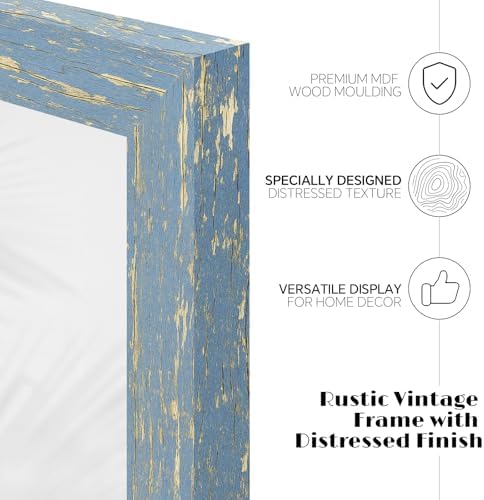 puthiac 4x6 Rustic Farmhouse Picture Frame, Denim Blue, 1 Pack - Image 3