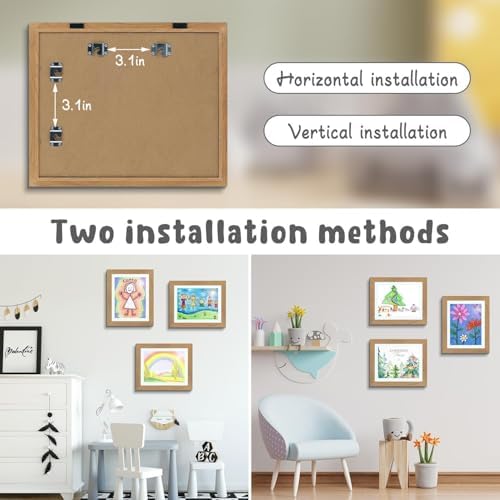 2 Pack 10x12.5 Front-Opening Kids Artwork Frames Changeable (Brown) - Image 2