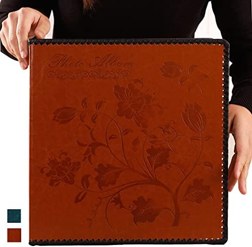 Photo Album Self Adhesive Pages, Huge Magnetic Self-Stick Picture Album with Leather Vintage Inspired Cover, Hand Made DIY Albums Holds 3X5, 4X6, 5X7, 6X8, 8X10, 10X12 Photos (Brown 80 Pages) by Totocan