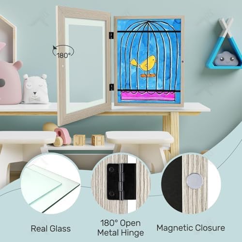 2 Pack 9x12 Front-Opening Kids Artwork Frames Changeable (Grey) - Image 6
