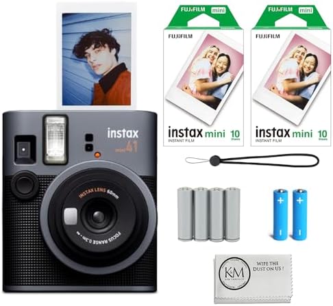 Fujifilm Instax Mini 41 Instant Camera Bundle with Instax Mini Film | 20 Exposures + 4 Pack AA Batteries + Cleaning Cloth (4 Items) by FUJIFILM