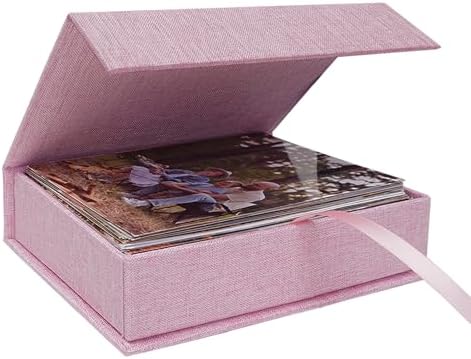 4x6 Photo Storage Box, Premium Linen Memory Box for Photos, Pictures, Certificates, Scrapbooking Supplies & Jewelry - Portable, Stackable Organizer for Home, Crafters & Collectors by CHERRICH