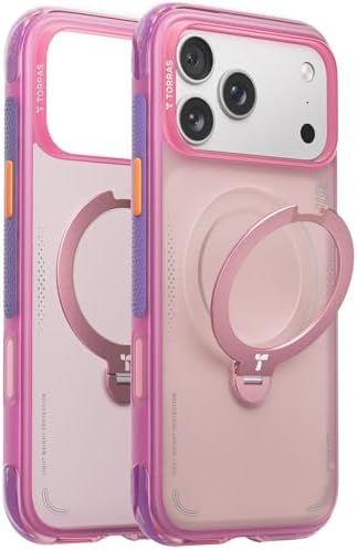 TORRAS Ostand Q3 Air for iPhone 17 Pro Max Case with 360 Magnetic Stand, Fit for MagSafe, Mil-Grade Drop Tested, Camera Control Button, Shockproof Phone Case for iPhone 17 Pro Max 6.9", Neon Pink by Unknown