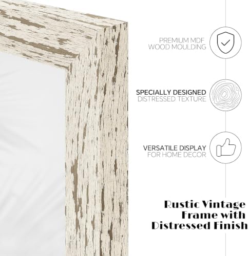 puthiac 5x7 Rustic Farmhouse Picture Frame, Distressed White, 1 Pack - Image 2