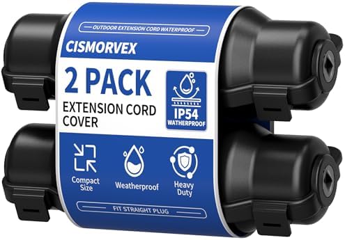 2 Pack Outdoor Extension Cord Safety Cover, Waterproof, Black by Unknown