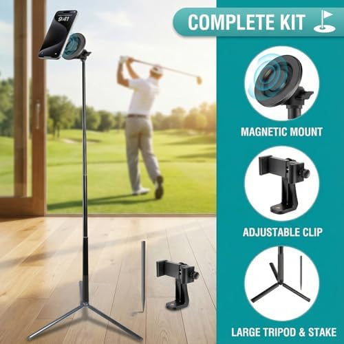 WIGERLON Golf Monopod Stick,Golf Tripod, Golf Recording Stick with Magnetic Phone Holder and a Adjustable Clip Smartphone Holder.irangesports Stick for Golf Swing - Image 2