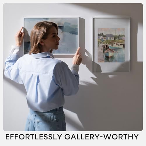 Homeforia 12x15 White Picture Frame, High-End Metal, 9x12 Mat, Glass - Image 7