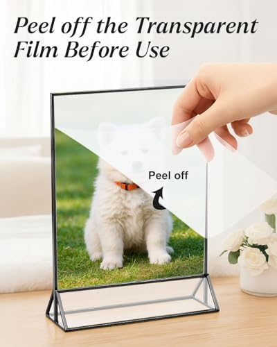 12 Pack Acrylic Sign Holders 4x6 Clear Picture Frame Stands Black - Image 4