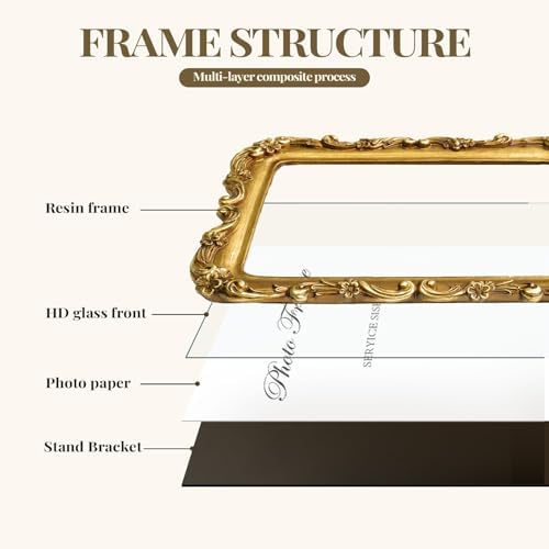 Cuspin 5x7 Picture Frame, Gold Vintage Ornate Floral Antique Photo Frame - Image 6