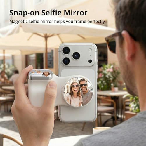 Magnetic Phone Camera Grip, DSLR Style Smartphone Handle Holder with Selfie Mirror, Ergonomic Fun Shot Shutter Grip for iPhone & Android with Detachable Wireless Shutter Button for Photography & Video - Image 6