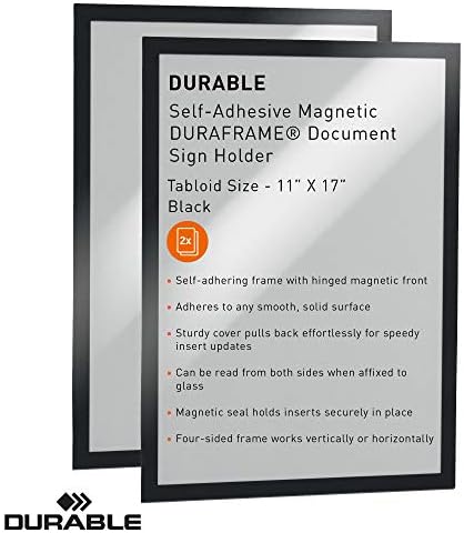 Durable Duraframe Business & Store Self Adhesive Magnetic Sign Holder in Tabloid-Size 11" x 17" Inches - Black Frame - Pack of 4 - Image 4