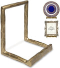 BEGINS 8 Inch Hand-Forged Plate Stand, Vintage Gold Metal Photo Frame Display Stand, Tabletop Decorative Stand for Plater, Picture Frame, Book by BEGINS