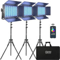 GVM 1500D RGB LED Video Light, 75W Video Lighting Kit with Bluetooth Control, 3 Packs Led Panel Light for Photography, YouTube Studio, Video Shooting, Broadcasting, Conference, 1128 Led Beads by GVMGreatVideoMaker