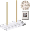 CroBlissful Tabletop Acrylic Display Stand 6 x 3.5 x 6 Inch Clear Easel Acrylic Book Display Holder Artwork Storage Rack for Picture Frame Albums Record Magazine Tablet Canvas Board (Gold) by CroBlissful