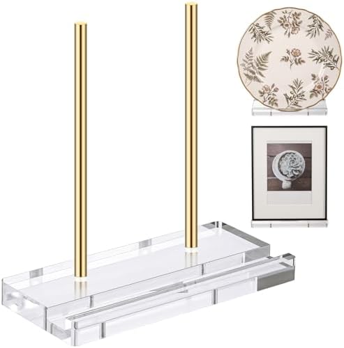 CroBlissful Tabletop Acrylic Display Stand 6 x 3.5 x 6 Inch Clear Easel Acrylic Book Display Holder Artwork Storage Rack for Picture Frame Albums Record Magazine Tablet Canvas Board (Gold) by CroBlissful